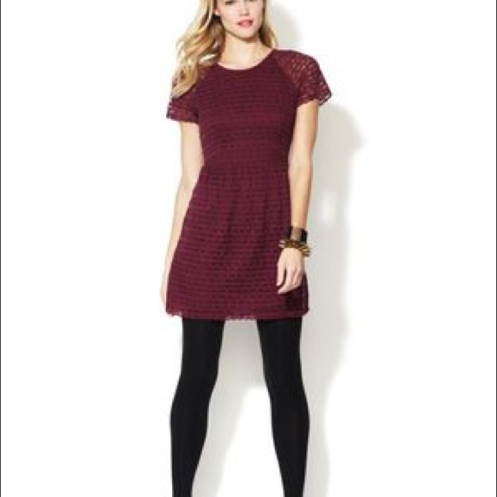 Free People Burgundy Candy Woven Lace Dress!